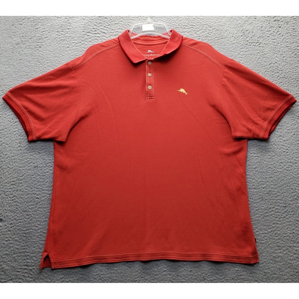 Tommy Bahama Golf Polo Shirt Mens XL Red Cotton Blend Short Sleeve Popover